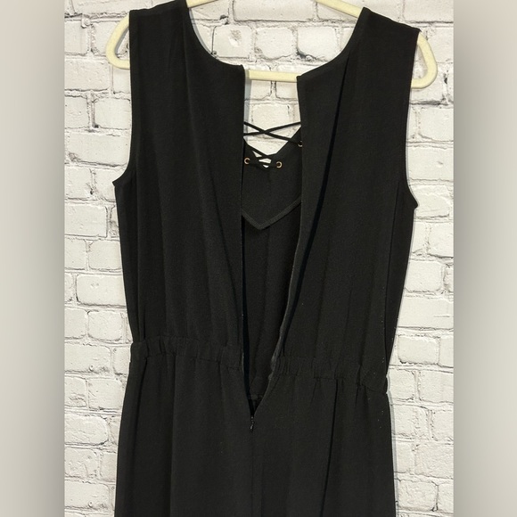 ASHLEY STEWART Lace-Up Drawstring V-Neck Sleeveless Black Jumpsuit Size 12 - Picture 8 of 9